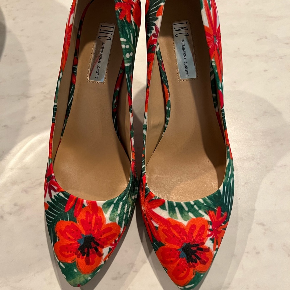 INC International Concept Floral Heels. Worn Once